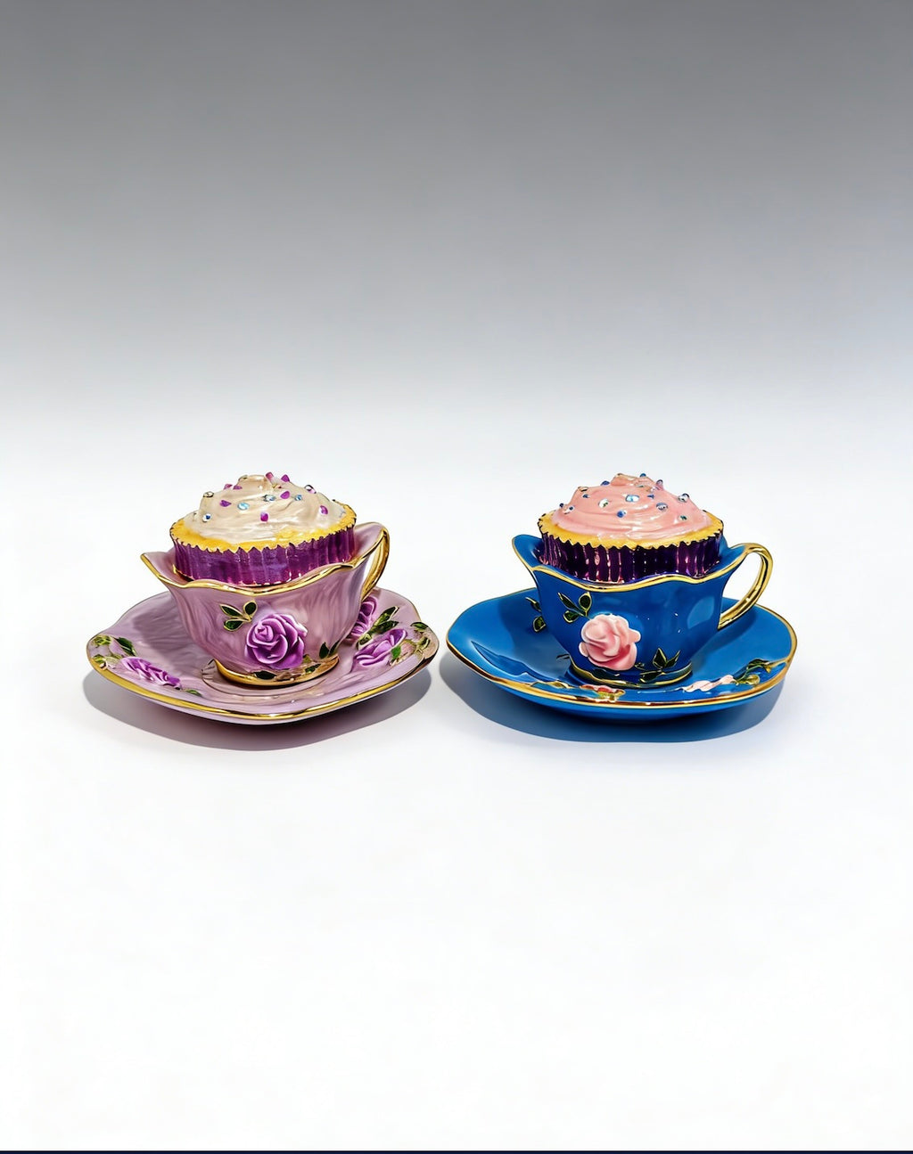 Rosen-Kaffeetasse Emaille-Schmuckschatulle Ornament