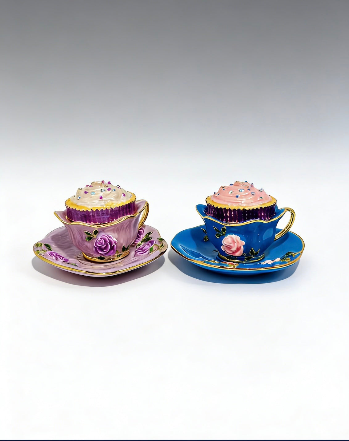 Rosen-Kaffeetasse Emaille-Schmuckschatulle Ornament