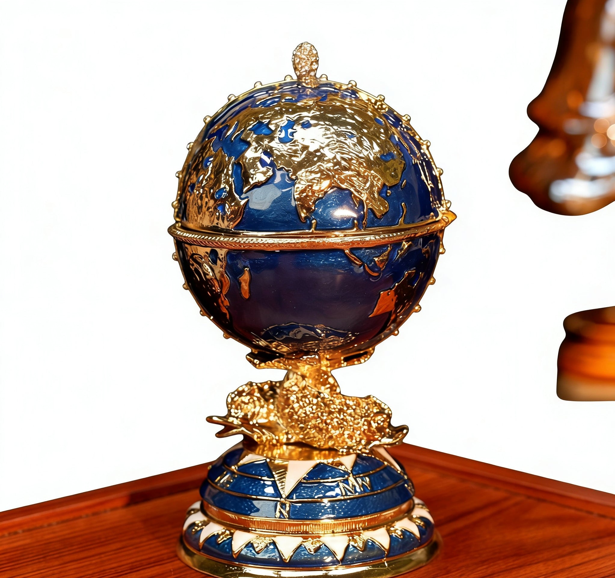 Metal Enamel Globe Figurine – Creative Desk Ornament, Popular Scenic Craft for Unique Home Décor