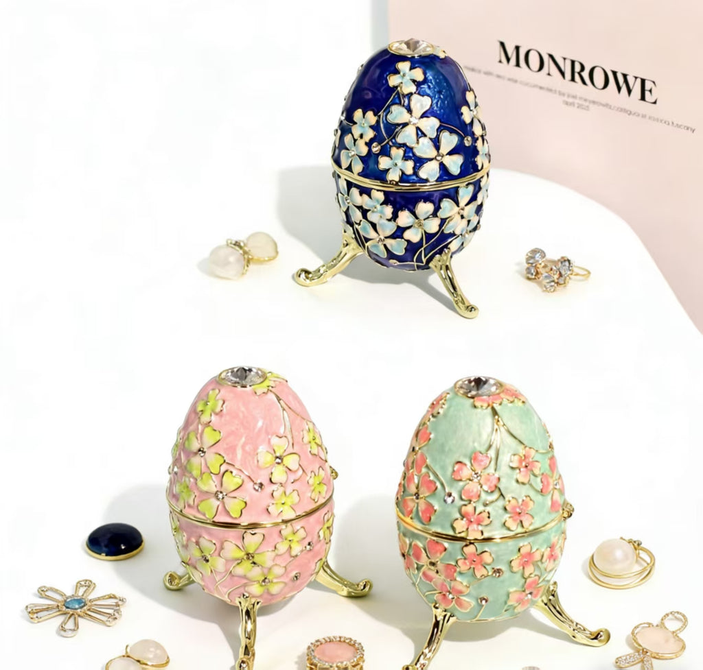 Enamel Jewelry Box Russian Easter Egg Alloy Creative Figurine Ring & Earring Organizer