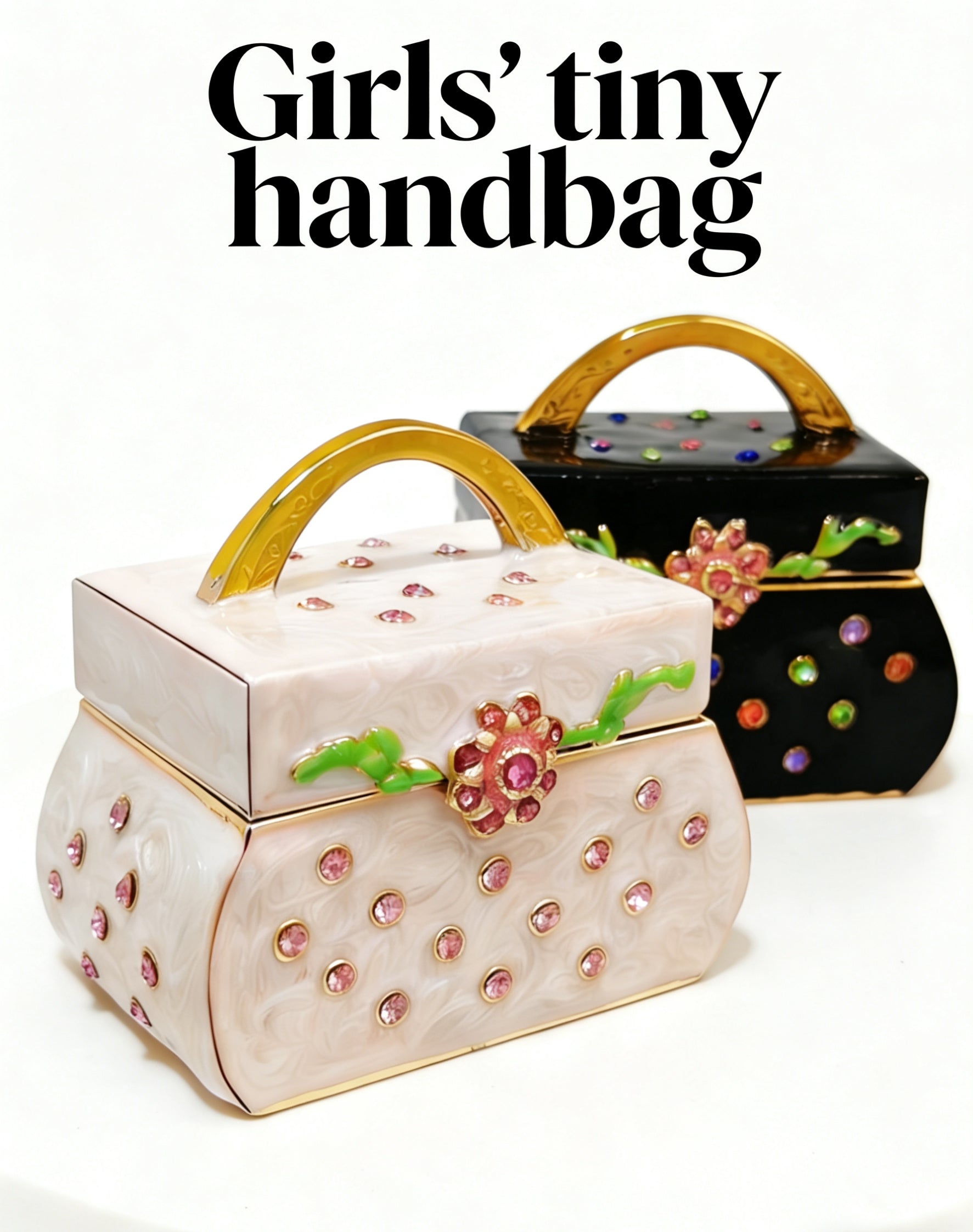 Handtaschenförmige Emaille-Schmuckschatulle
