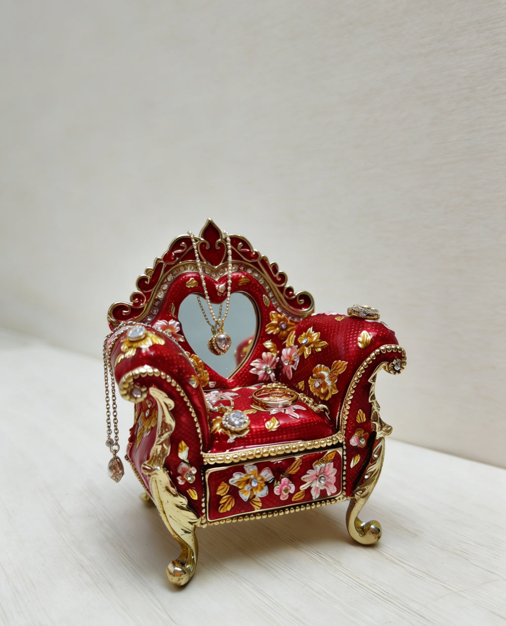 Amerikanischer Retro-Sessel Emaille Schmuckkästchen Ornament