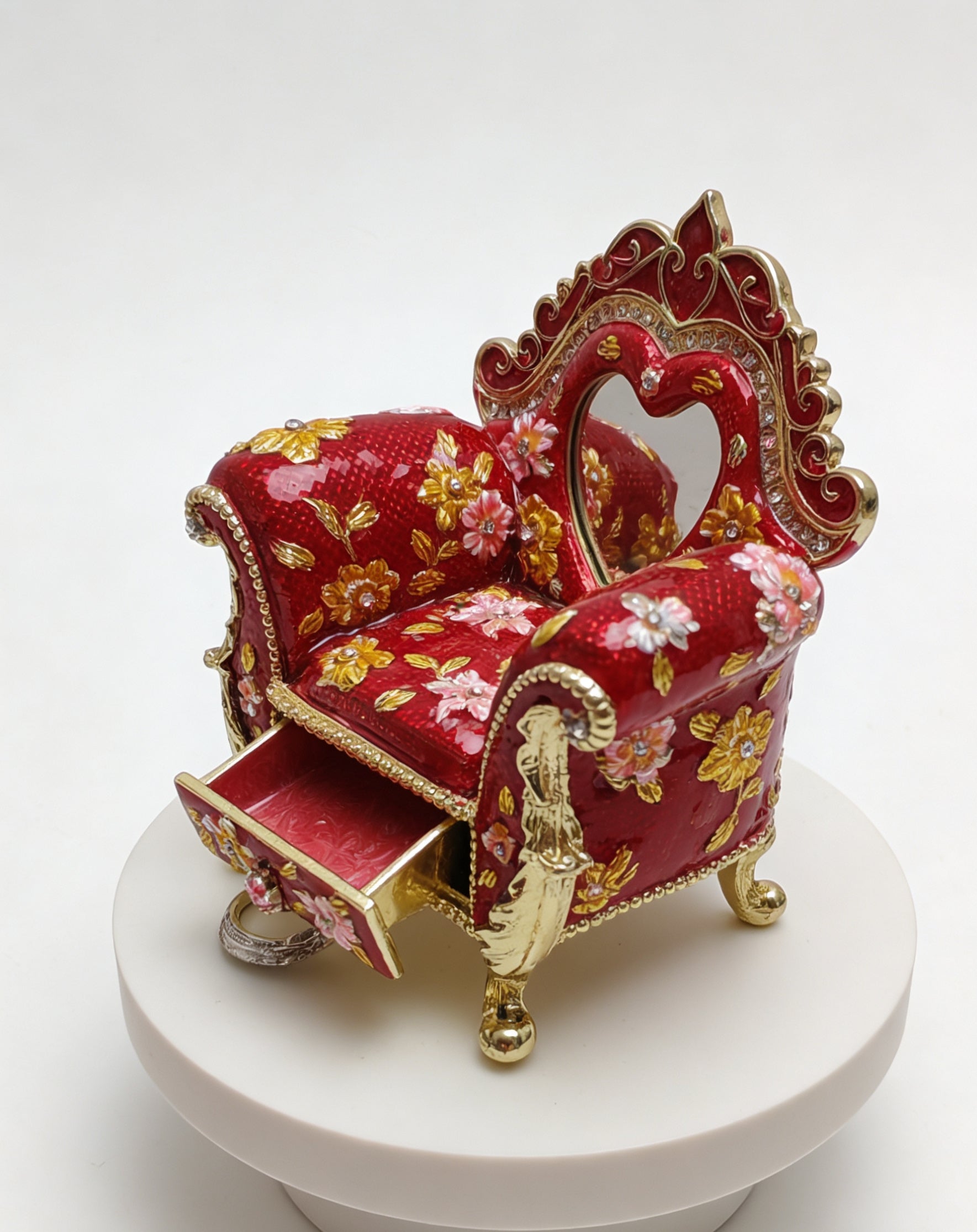 Amerikanischer Retro-Sessel Emaille Schmuckkästchen Ornament