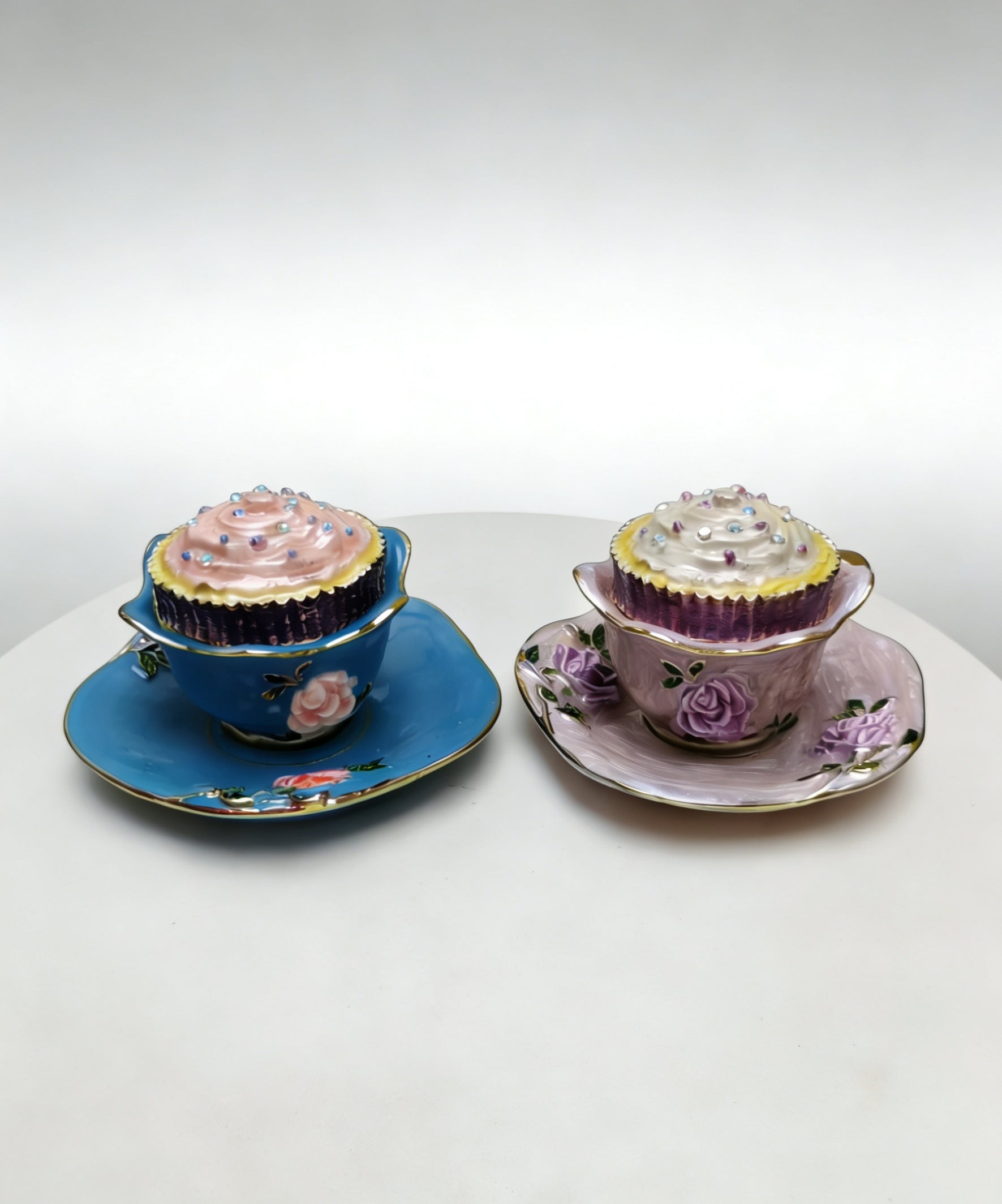 Rosen-Kaffeetasse Emaille-Schmuckschatulle Ornament