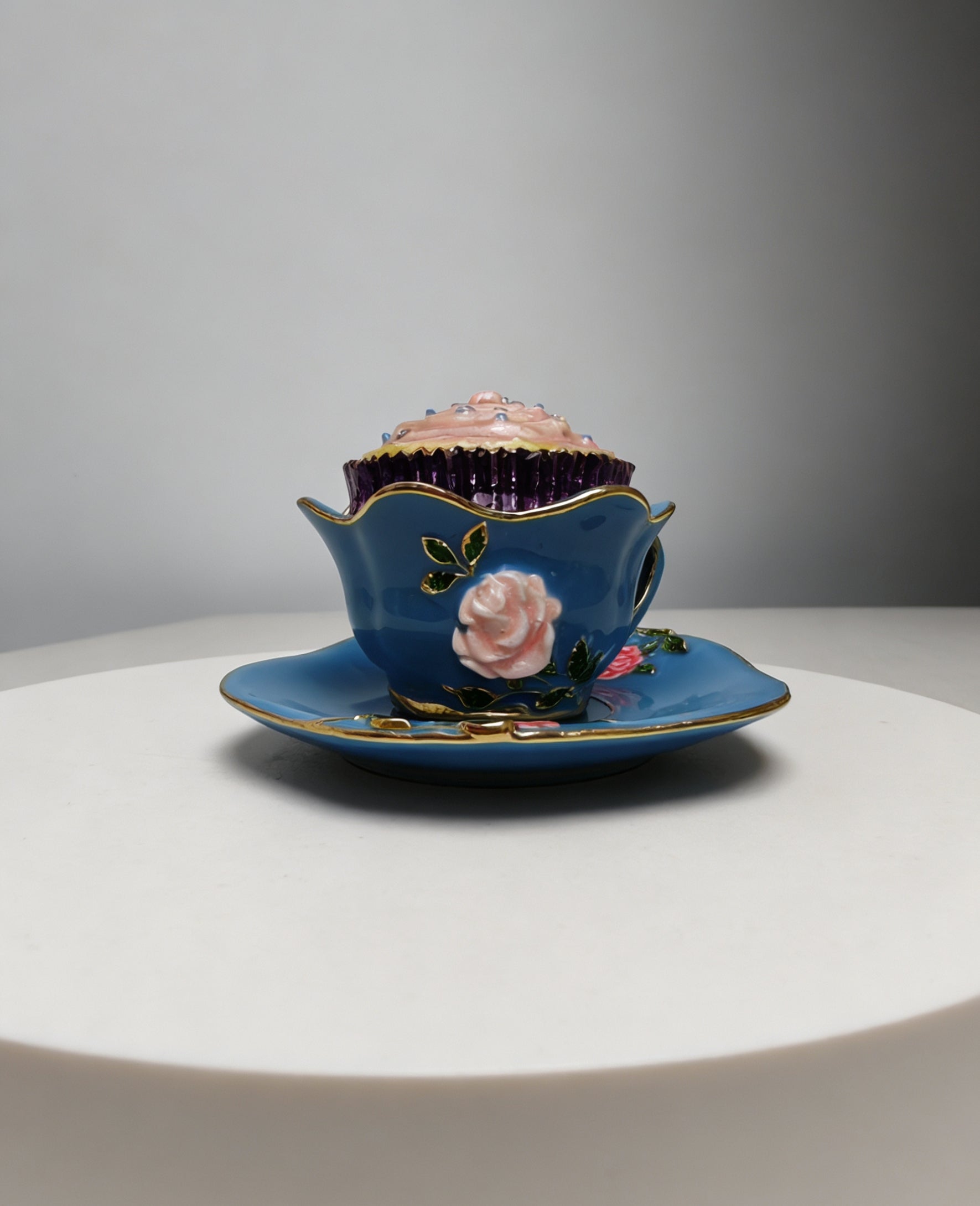 Rosen-Kaffeetasse Emaille-Schmuckschatulle Ornament