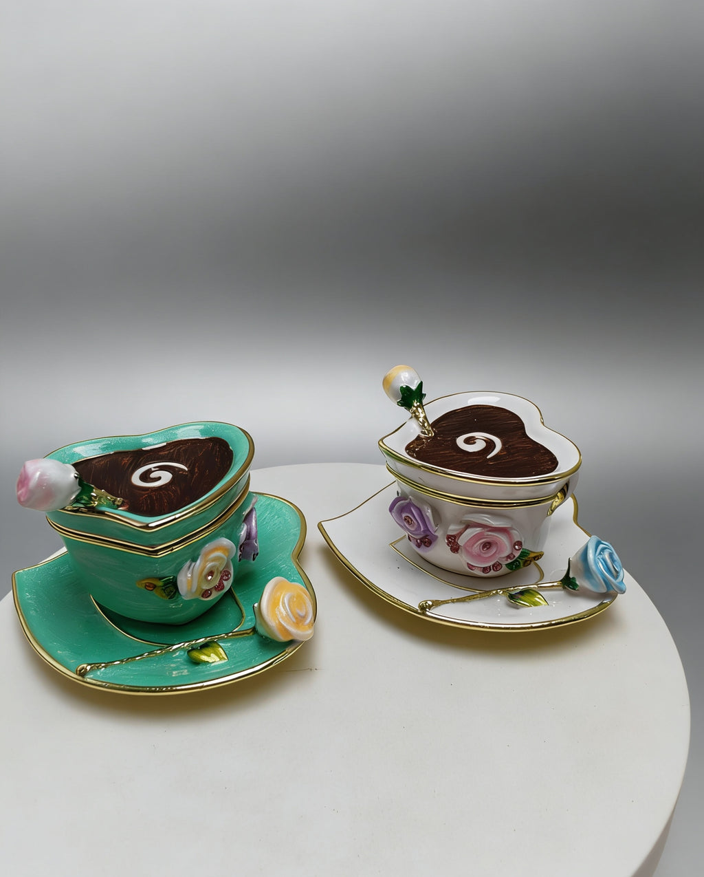 Heart-Shaped Coffee Cup Alloy Enamel Jewelry Box, Creative Ornament for Festivals, Anniversaries, and Valentine’s Day Gifts
