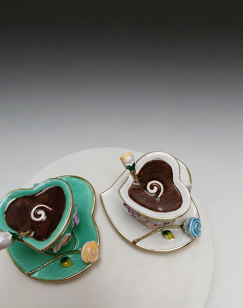 Heart-Shaped Coffee Cup Alloy Enamel Jewelry Box, Creative Ornament for Festivals, Anniversaries, and Valentine’s Day Gifts