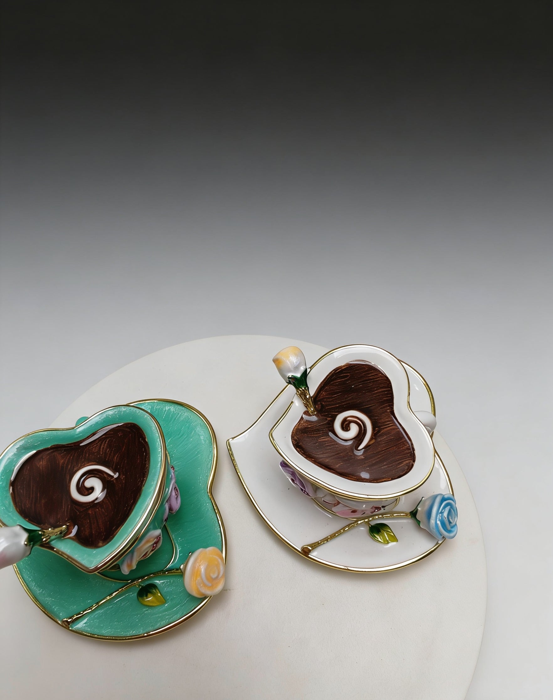 Heart-Shaped Coffee Cup Alloy Enamel Jewelry Box, Creative Ornament for Festivals, Anniversaries, and Valentine’s Day Gifts