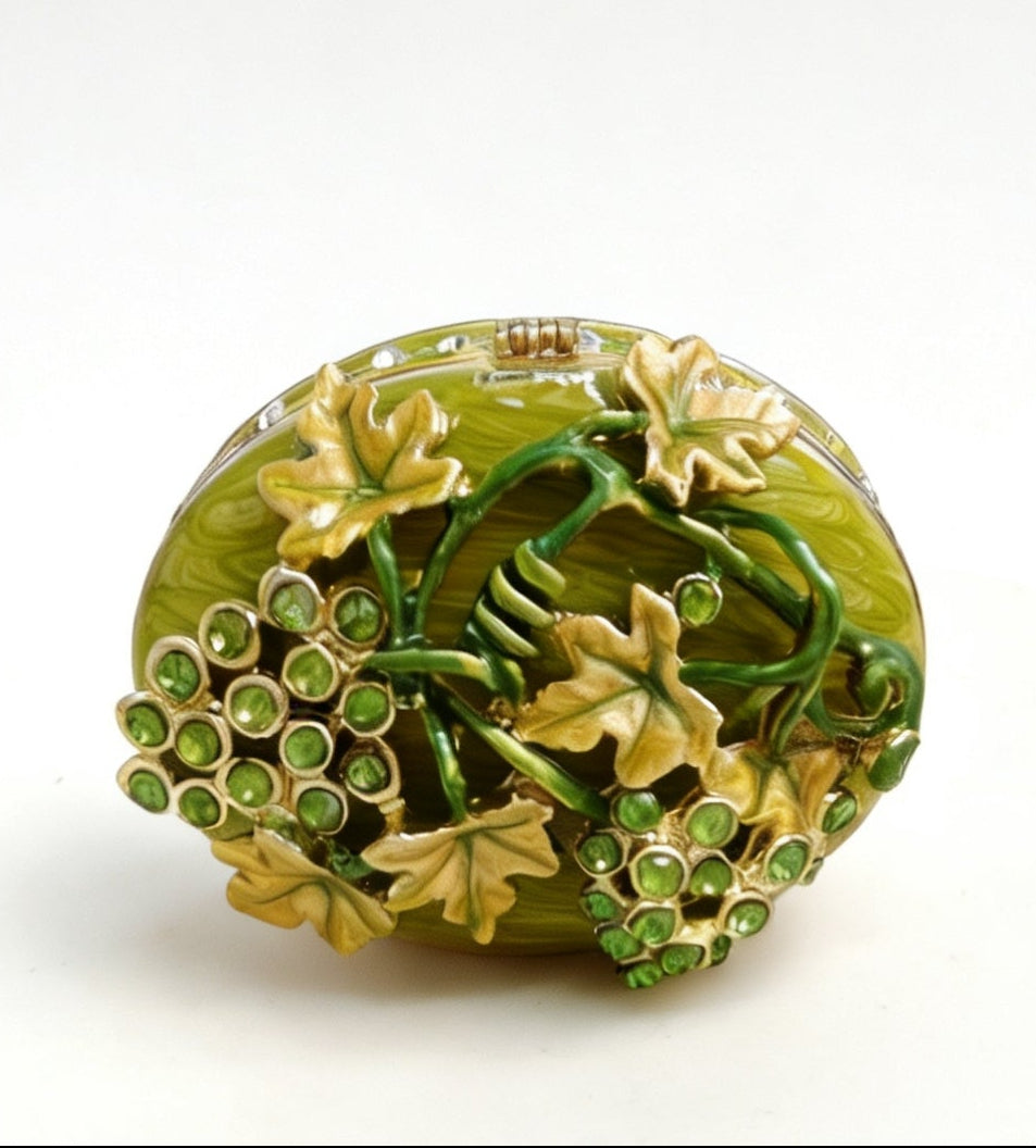 Schmuckkästchen-Ornament mit Trauben-Design aus Emaille