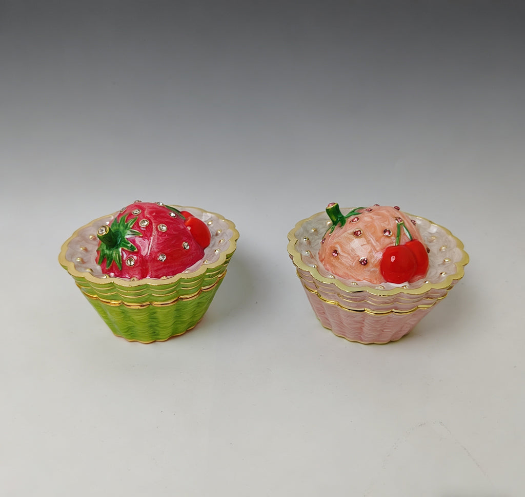 Kirsch- & Erdbeer-Törtchen Schmuckschatulle mit Emaille