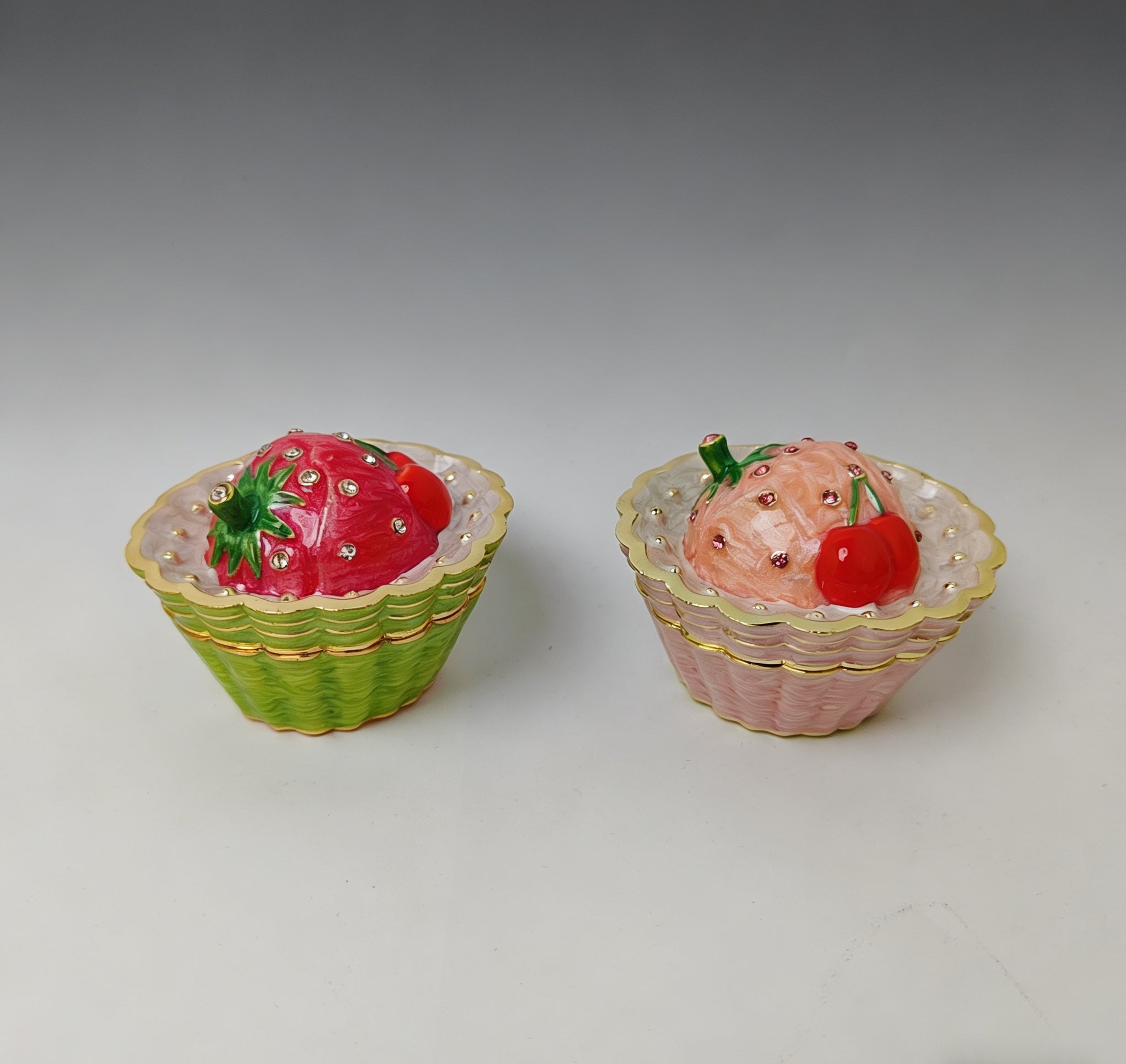 Kirsch- & Erdbeer-Törtchen Schmuckschatulle mit Emaille