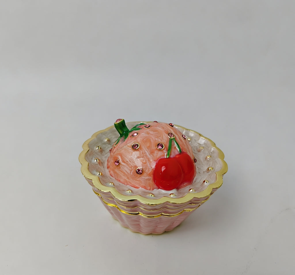 Kirsch- & Erdbeer-Törtchen Schmuckschatulle mit Emaille
