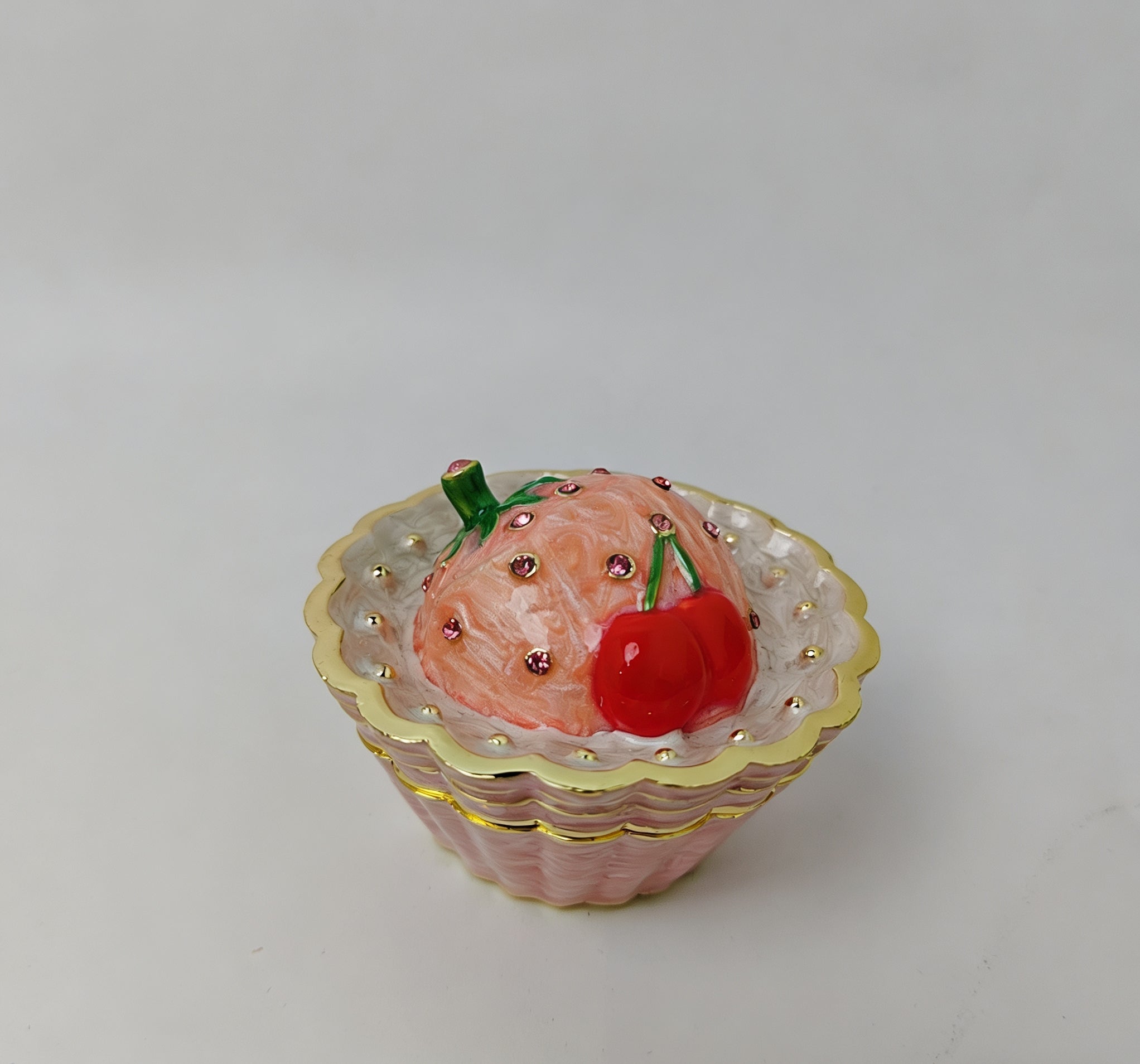 Kirsch- & Erdbeer-Törtchen Schmuckschatulle mit Emaille