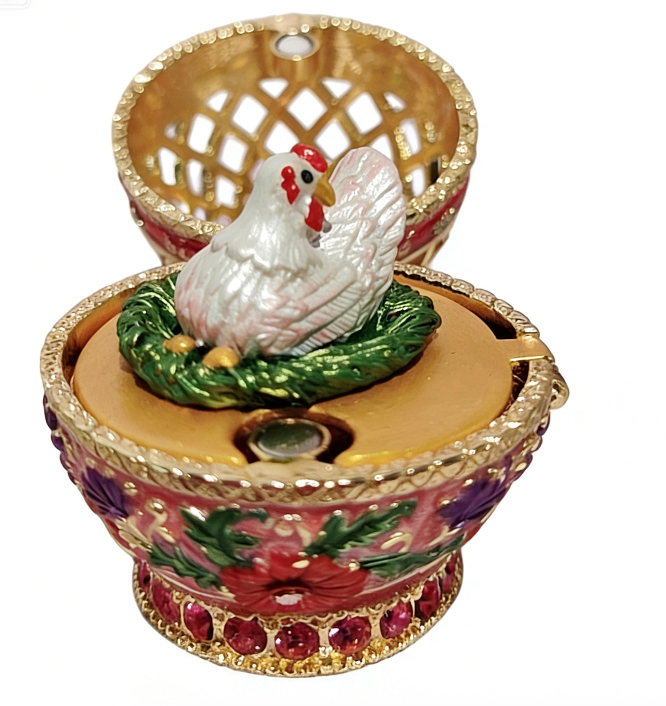 Überraschungs-Mutter-Ei, Osterei-Schmuckkästchen-Ornament aus Emaille