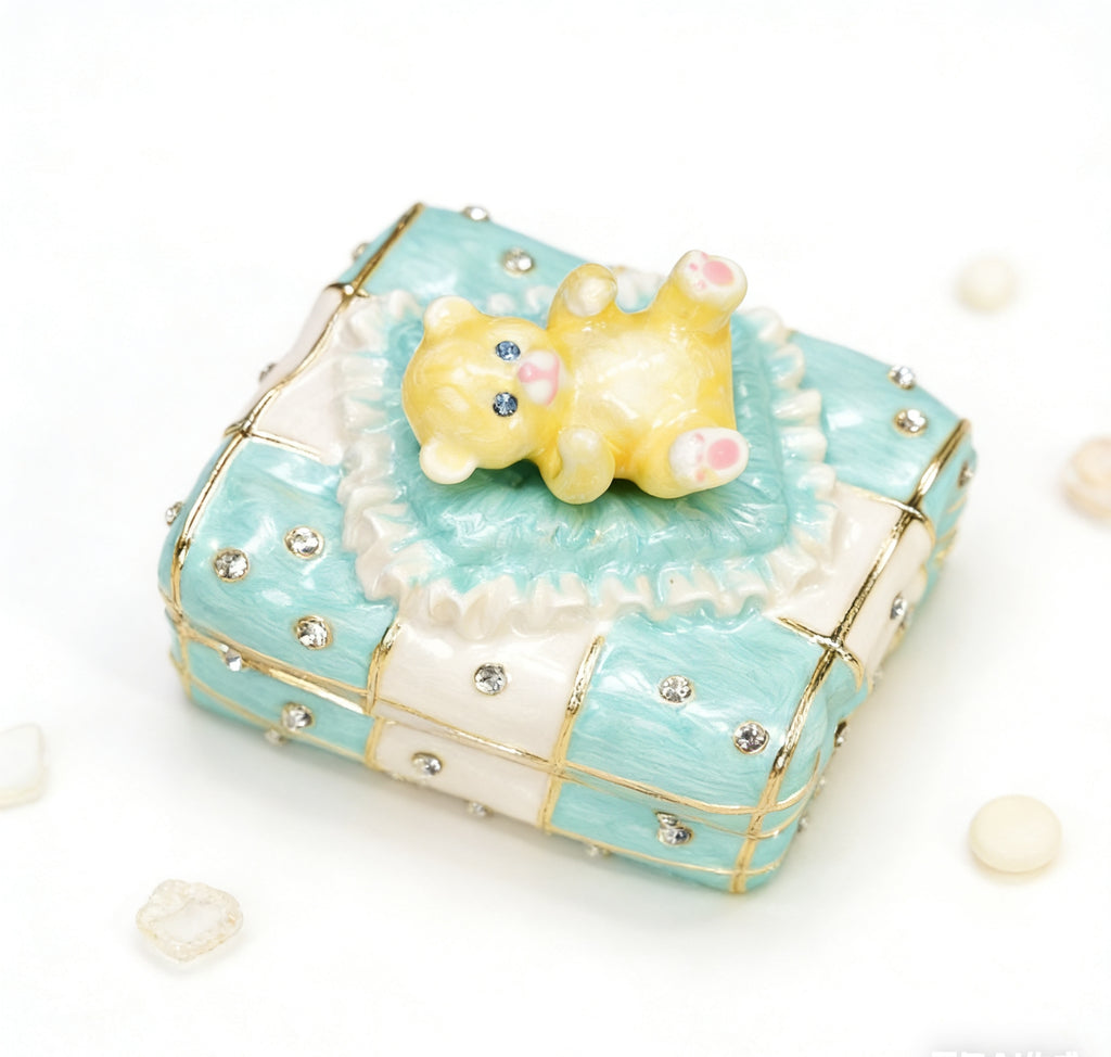 Alloy Enamel Jewelry Box Cute Bear Desktop Figurine Cartoon Ring & Earring Organize