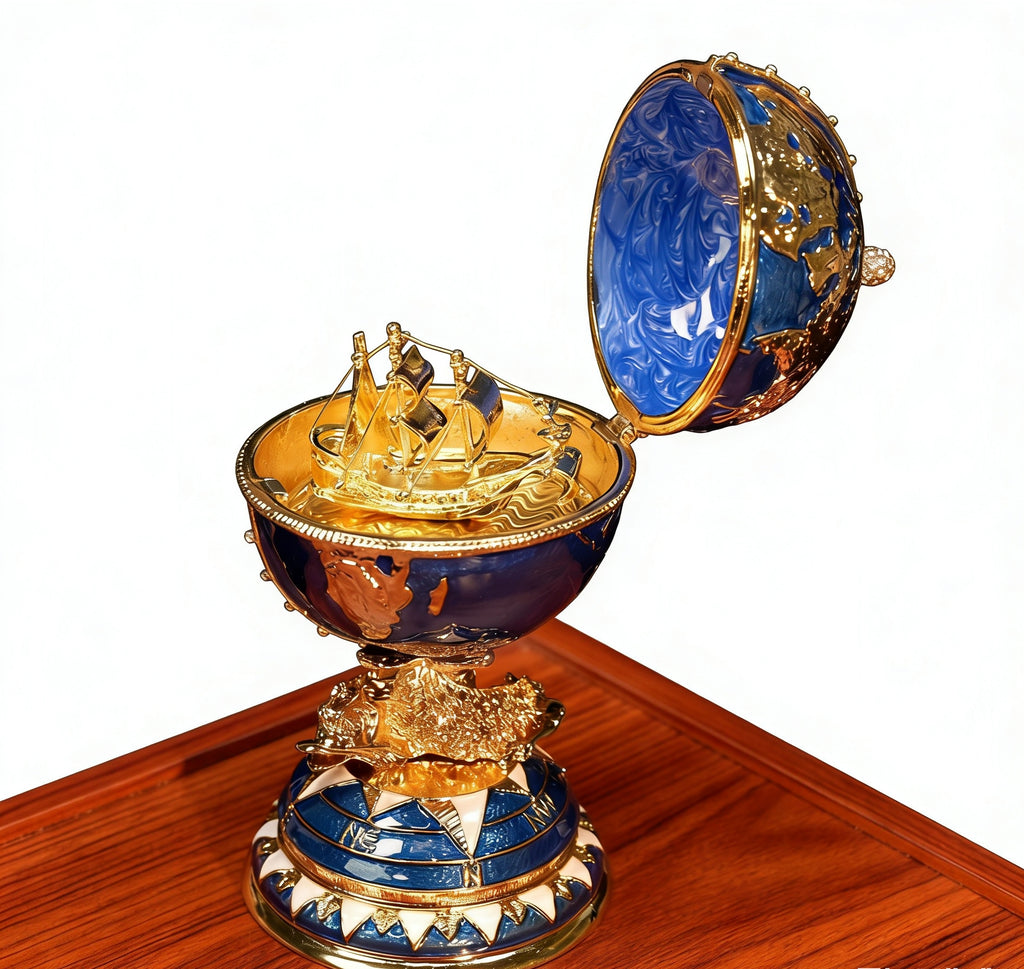 Metal Enamel Globe Figurine – Creative Desk Ornament, Popular Scenic Craft for Unique Home Décor
