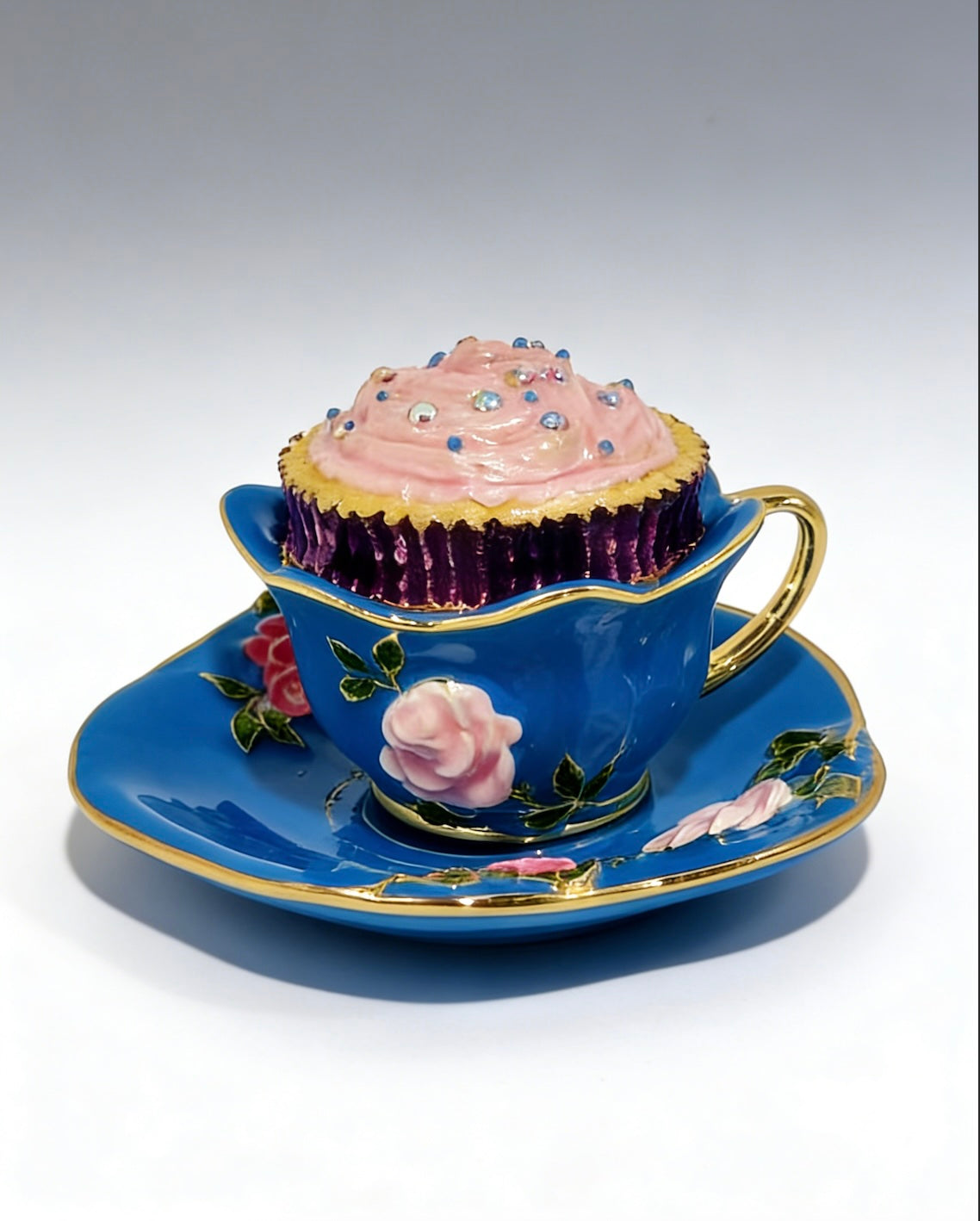 Rosen-Kaffeetasse Emaille-Schmuckschatulle Ornament