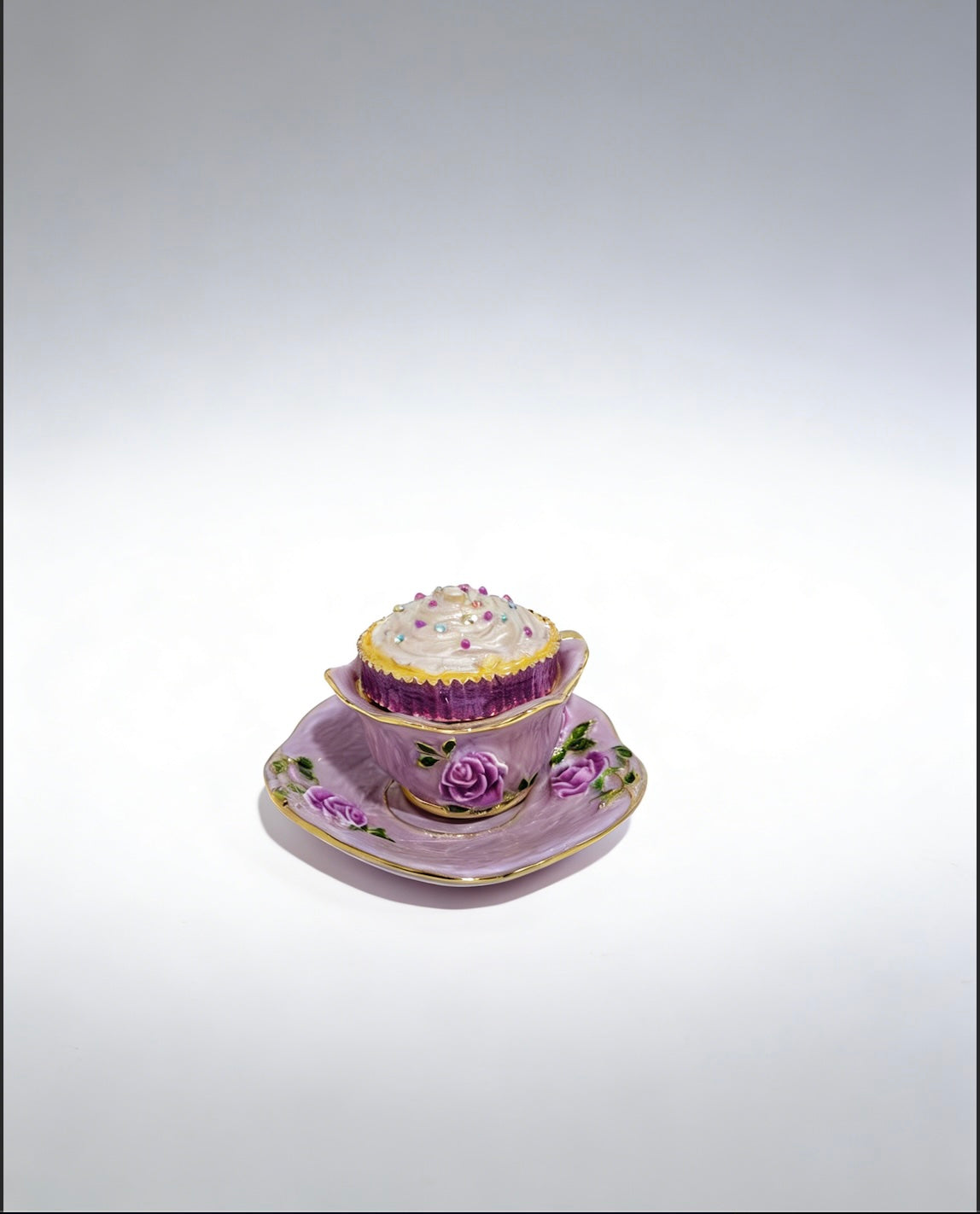 Rosen-Kaffeetasse Emaille-Schmuckschatulle Ornament