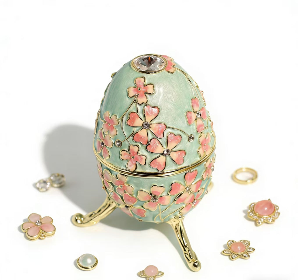 Enamel Jewelry Box Russian Easter Egg Alloy Creative Figurine Ring & Earring Organizer