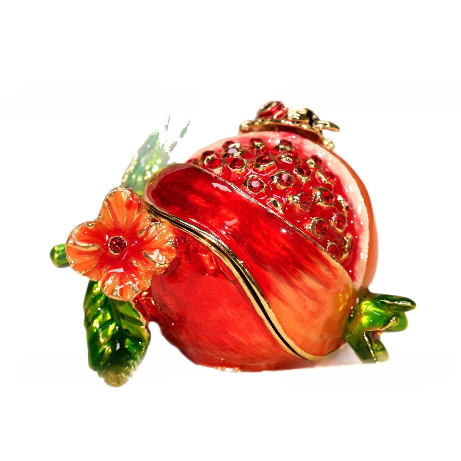 Enamel Jewelry Box – Realistic Pomegranate Figurine, Creative Home Décor & Trinket Organizer