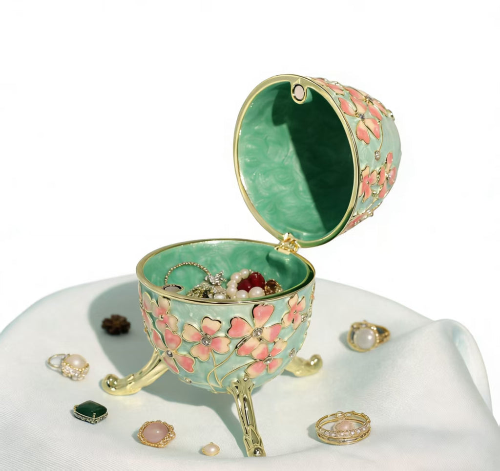 Enamel Jewelry Box Russian Easter Egg Alloy Creative Figurine Ring & Earring Organizer