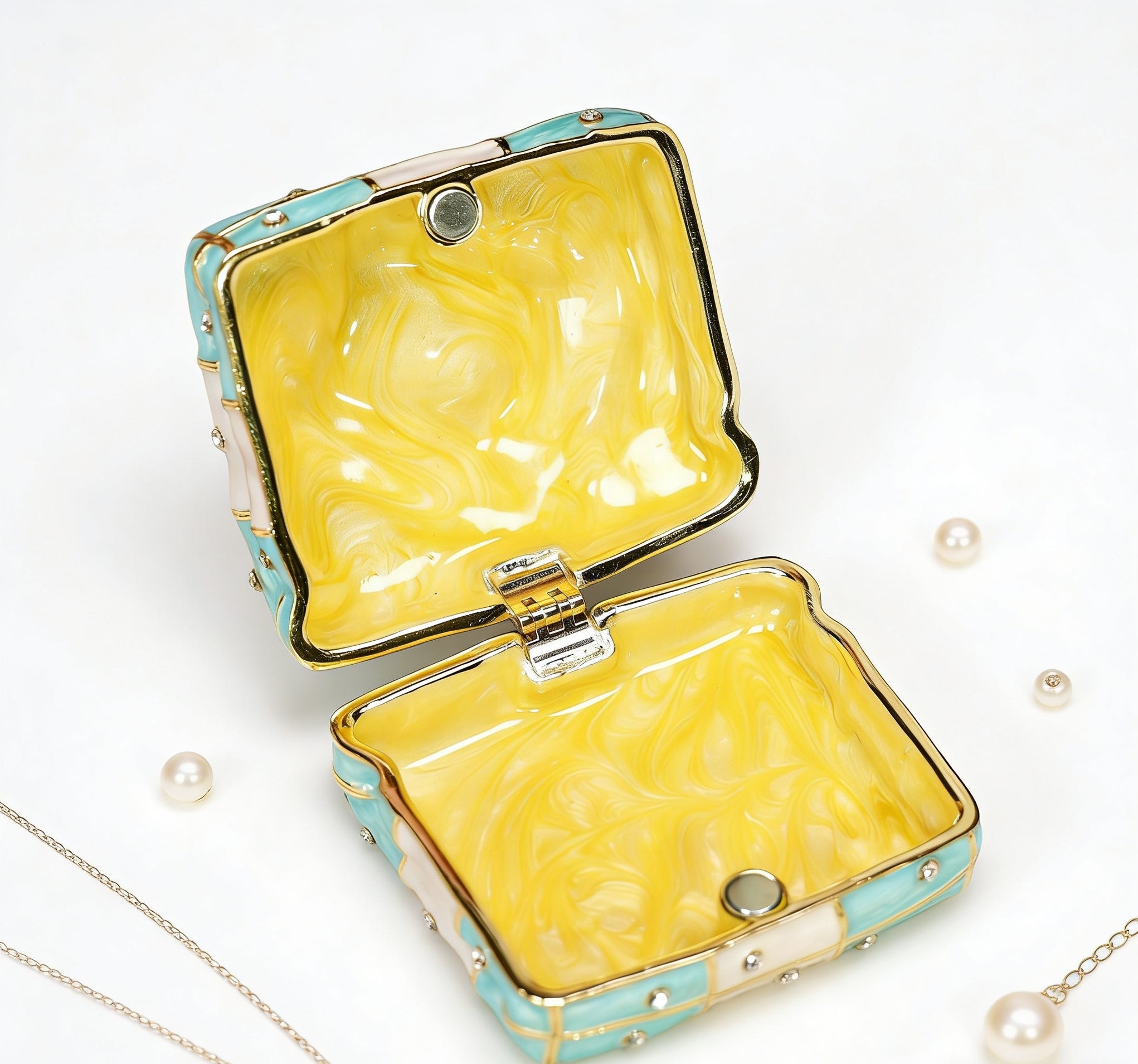 Alloy Enamel Jewelry Box Cute Bear Desktop Figurine Cartoon Ring & Earring Organize