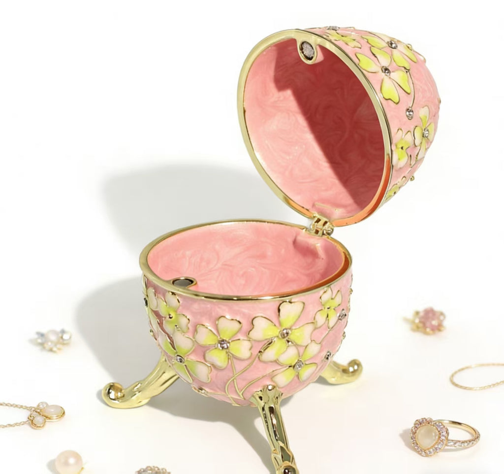 Enamel Jewelry Box Russian Easter Egg Alloy Creative Figurine Ring & Earring Organizer