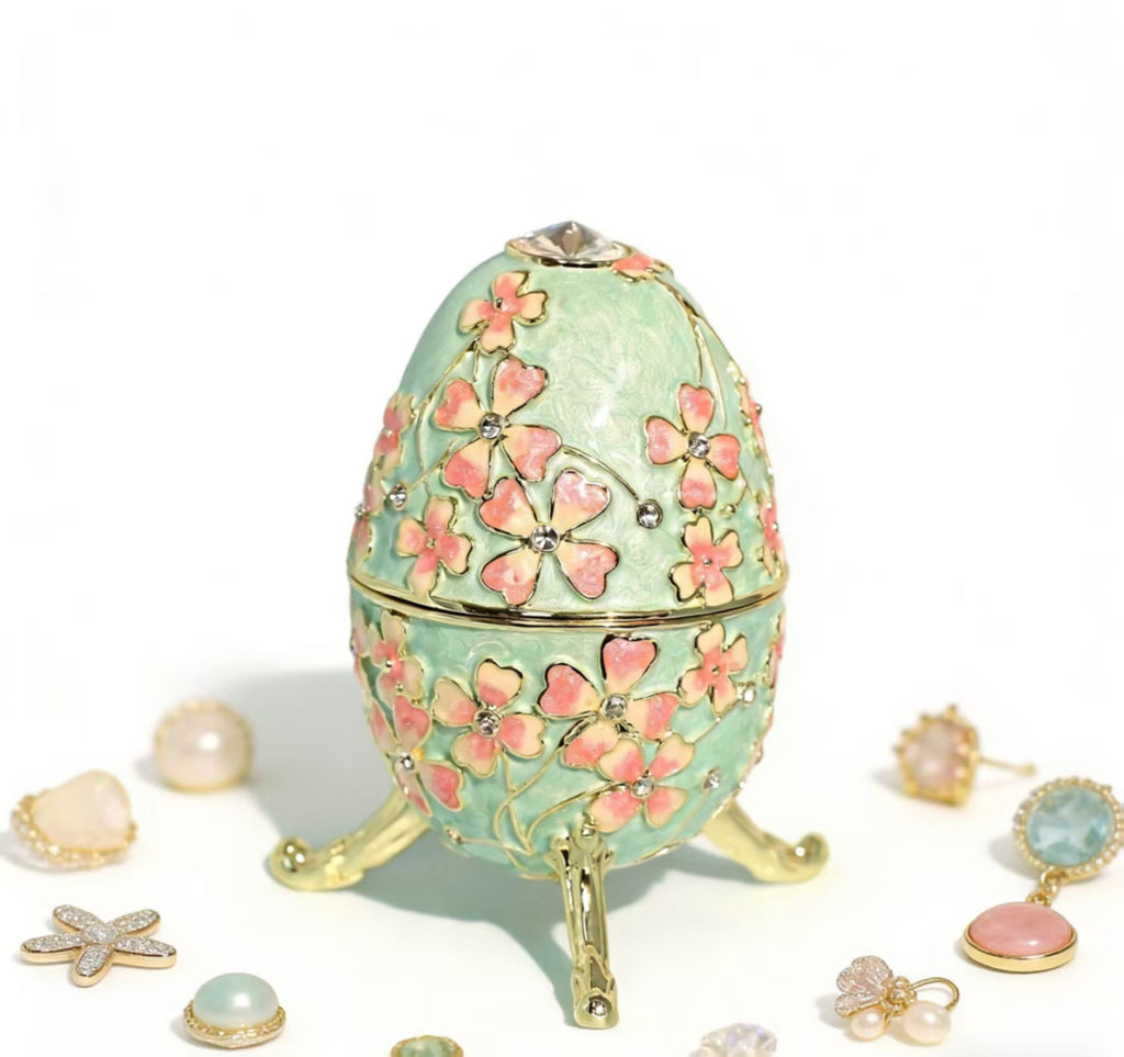 Enamel Jewelry Box Russian Easter Egg Alloy Creative Figurine Ring & Earring Organizer