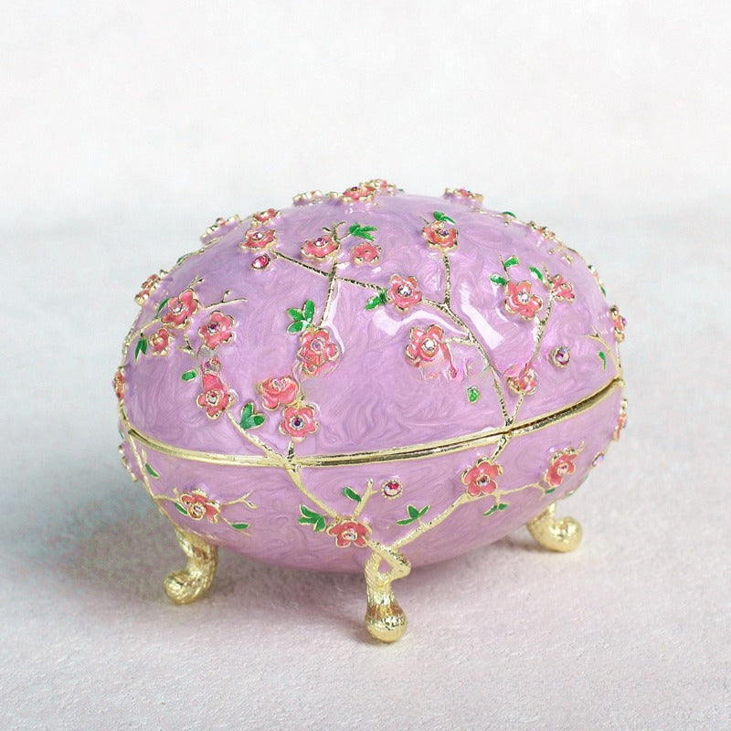 Enamel Jewelry Box – Russian Fabergé Egg Revival Design, Creative European-Style Metal Figurine Home Décor