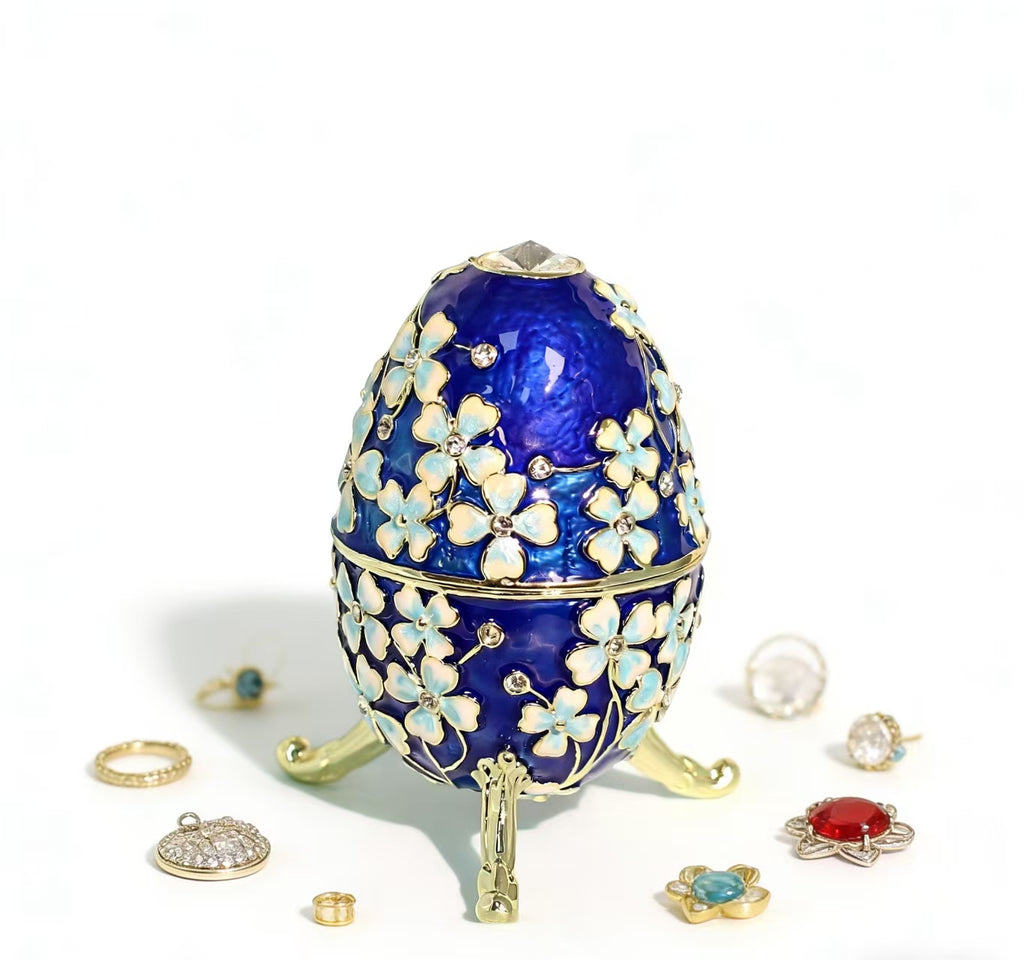 Enamel Jewelry Box Russian Easter Egg Alloy Creative Figurine Ring & Earring Organizer