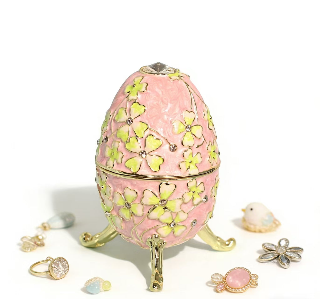 Enamel Jewelry Box Russian Easter Egg Alloy Creative Figurine Ring & Earring Organizer