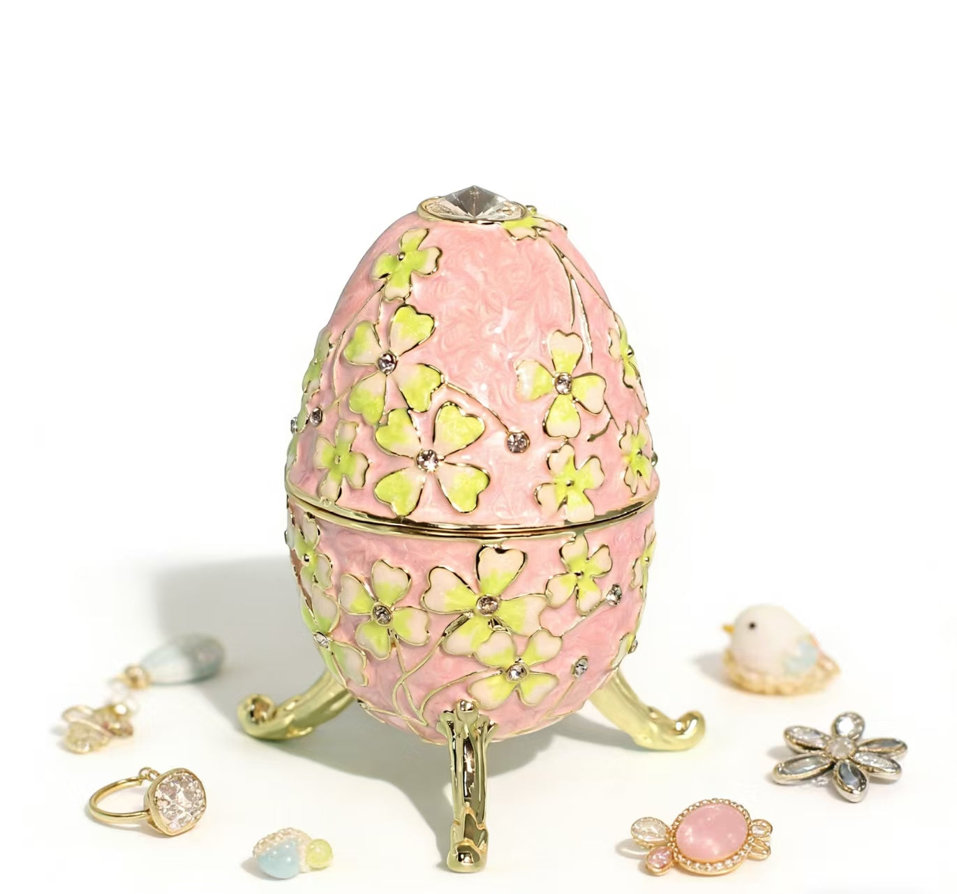 Enamel Jewelry Box Russian Easter Egg Alloy Creative Figurine Ring & Earring Organizer
