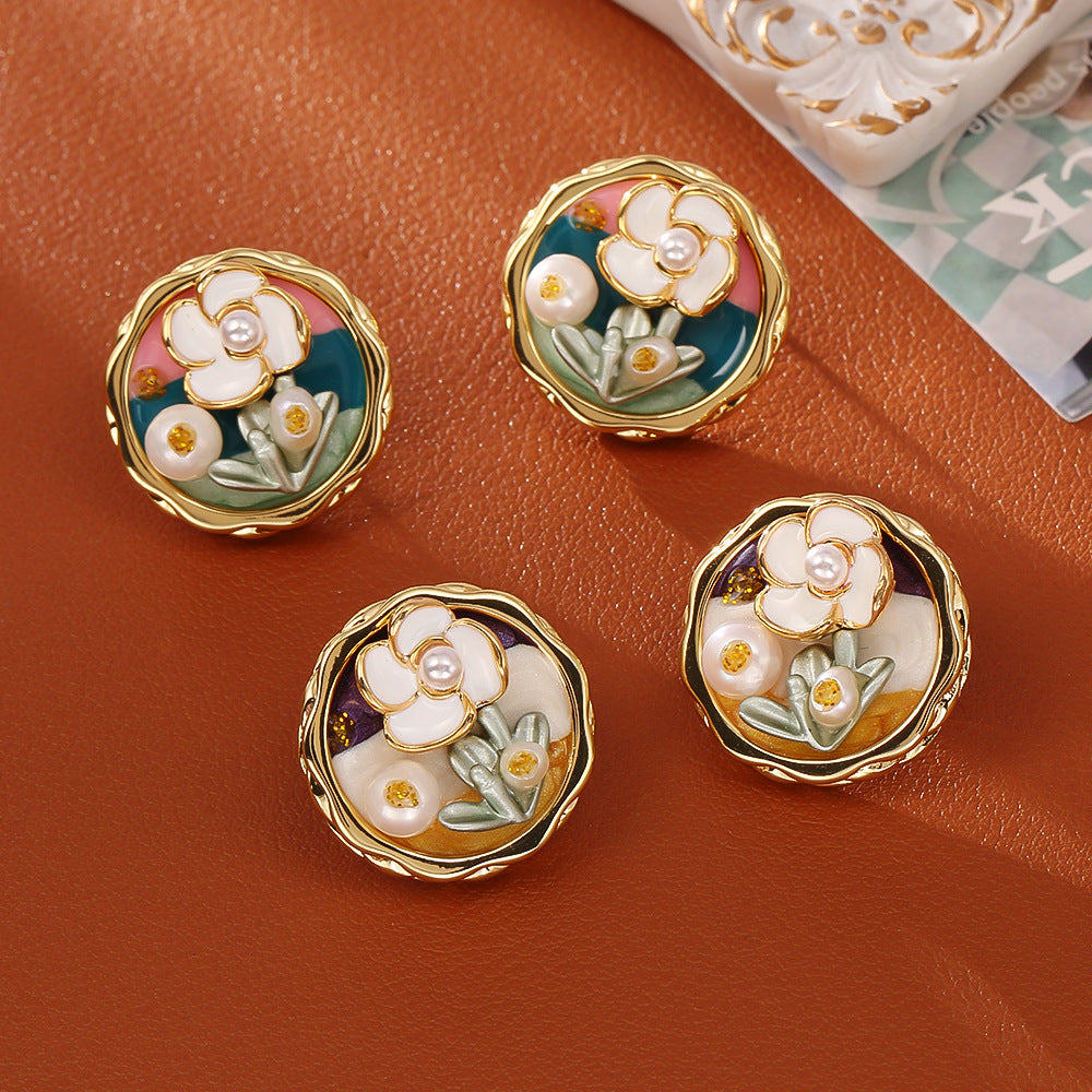 Vintage Monet Garten Ohrringe, europäische und amerikanische Retro High-End Blumenohrringe, Göttinnen Ohrringe