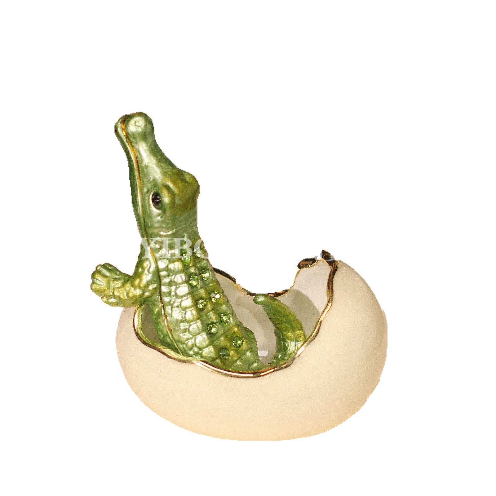 Metal Enamel Jewelry Box – Creative Crocodile Egg Figurine, Unique Handmade Home Décor & Artistic Craft