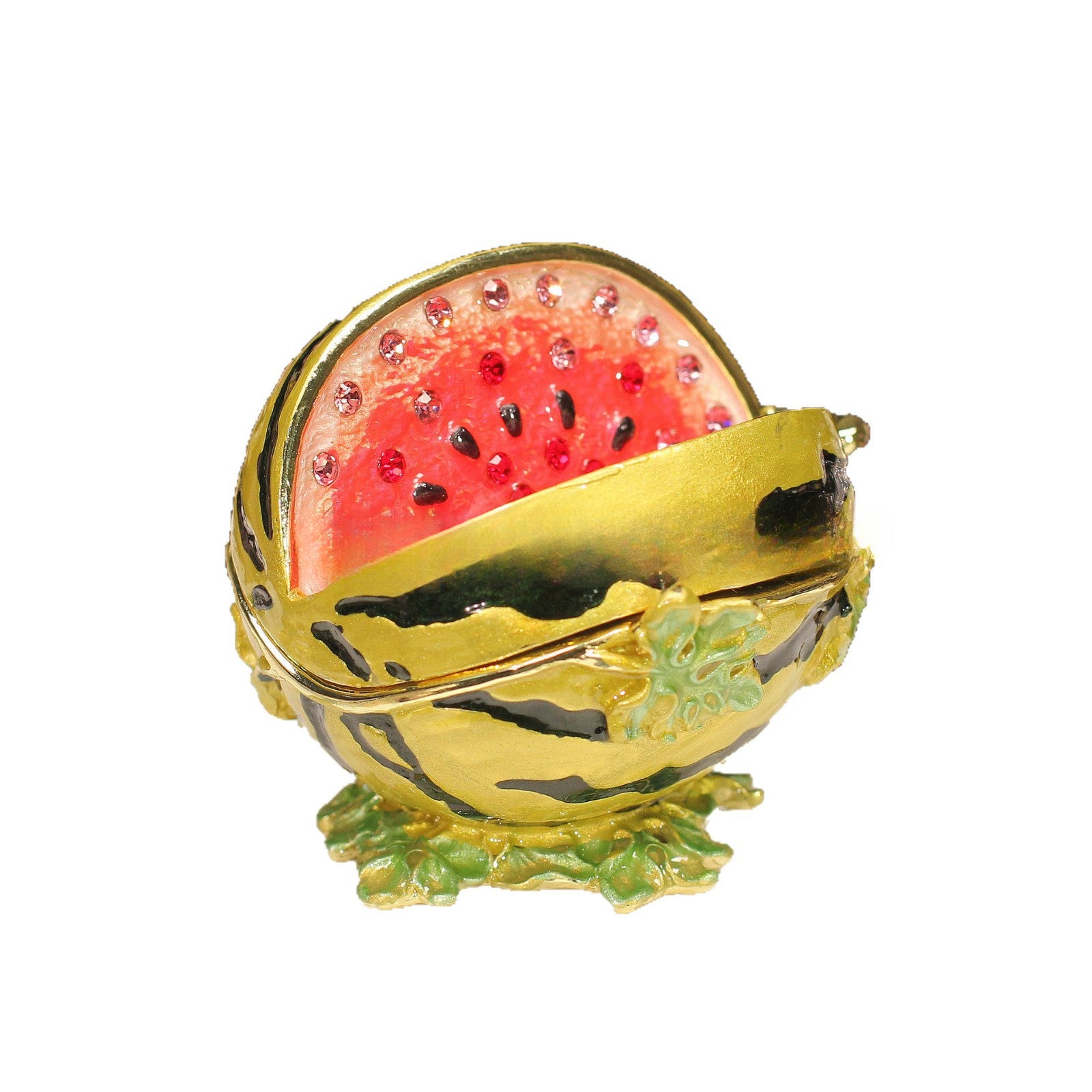 Enamel Jewelry Box – Realistic Watermelon Figurine, Creative Home Décor & Trinket Organizer