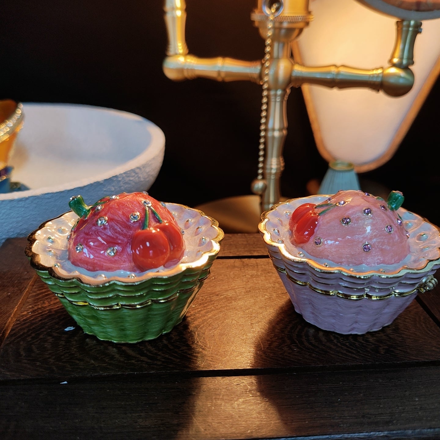 Kirsch- & Erdbeer-Törtchen Schmuckschatulle mit Emaille